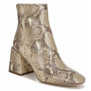 Sam Edelman Exotic Snakeskin Print Block Heeled Boots Brown